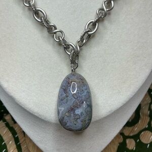 Antique Silver Chain (16”) with Agate Tumble